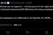 消息称OpenAI将每名员工提供150万美元奖金，以抵御Meta高薪挖角