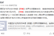 中国五矿位列2025年度《财富》世界500强第86位，连续6年排名前100位